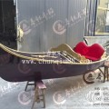 欧式木船威尼斯定制贡多拉小木船酒红色木船观光装饰