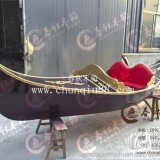 欧式木船威尼斯定制贡多拉小木船酒红色木船观光装饰