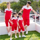 2016幼儿园园服夏季新款红白色拼接运动休闲套装小学生班服定做