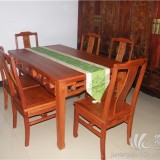 东阳红木家具，缅甸花梨木，红酸枝餐桌博古餐桌7件套
