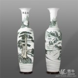 景德镇陶瓷大花瓶厂家，青花瓷手绘迎客松大花瓶定做