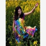波西米亚风情扎染彩虹裙