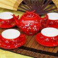 中國(guó)紅瓷美玲茶具