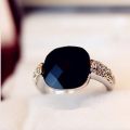 韩版黑玛瑙水晶镶钻女个性戒指