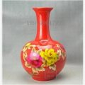中国红陶瓷大花瓶，活动礼品花瓶