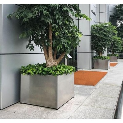 花箱花盆定制铝雕售楼部圆形长方形电镀玫瑰金钛金花池 厂家设计图3